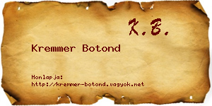 Kremmer Botond névjegykártya